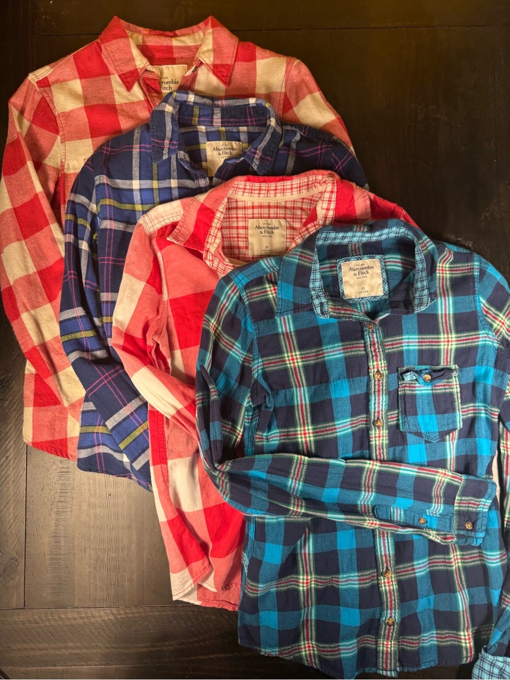 Abercrombie & Fitch Plaid Flannel Button Up Shirt Lot 4 Pack XS Cozy Casual